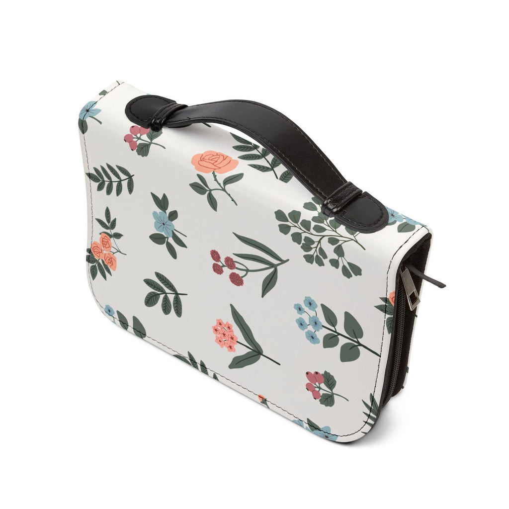 Floral Trust Bible Cover Case, Proverbs 3:5 Christian Gift, Personalized Bible Bag with Zipper. BCPETAL9