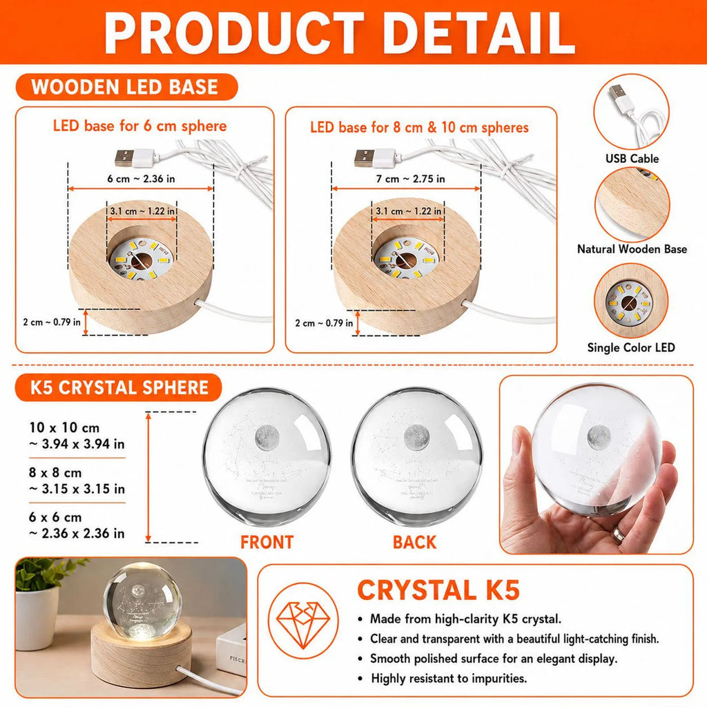 Halloween Ghost Crystal Ball LED Night Light, Cozy Reading Spirit Glass Sphere Lamp, Spooky Book Lover Decor Gift. LEDPETAL1