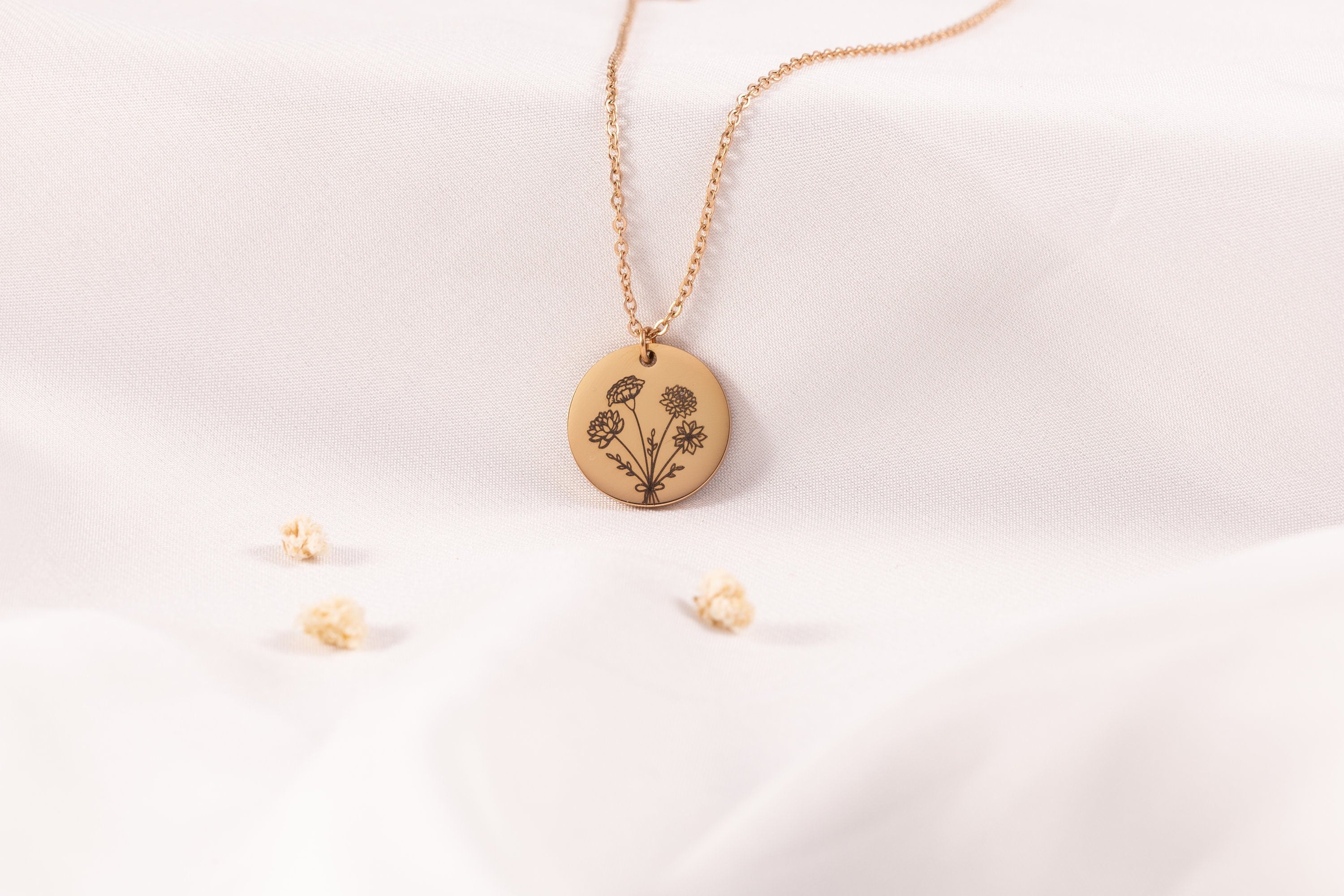 Birth Month Flower Bouquet Charm Necklace, Mothers day Jewelry Gift, Best Friend, Birthday Present, Christmas Present