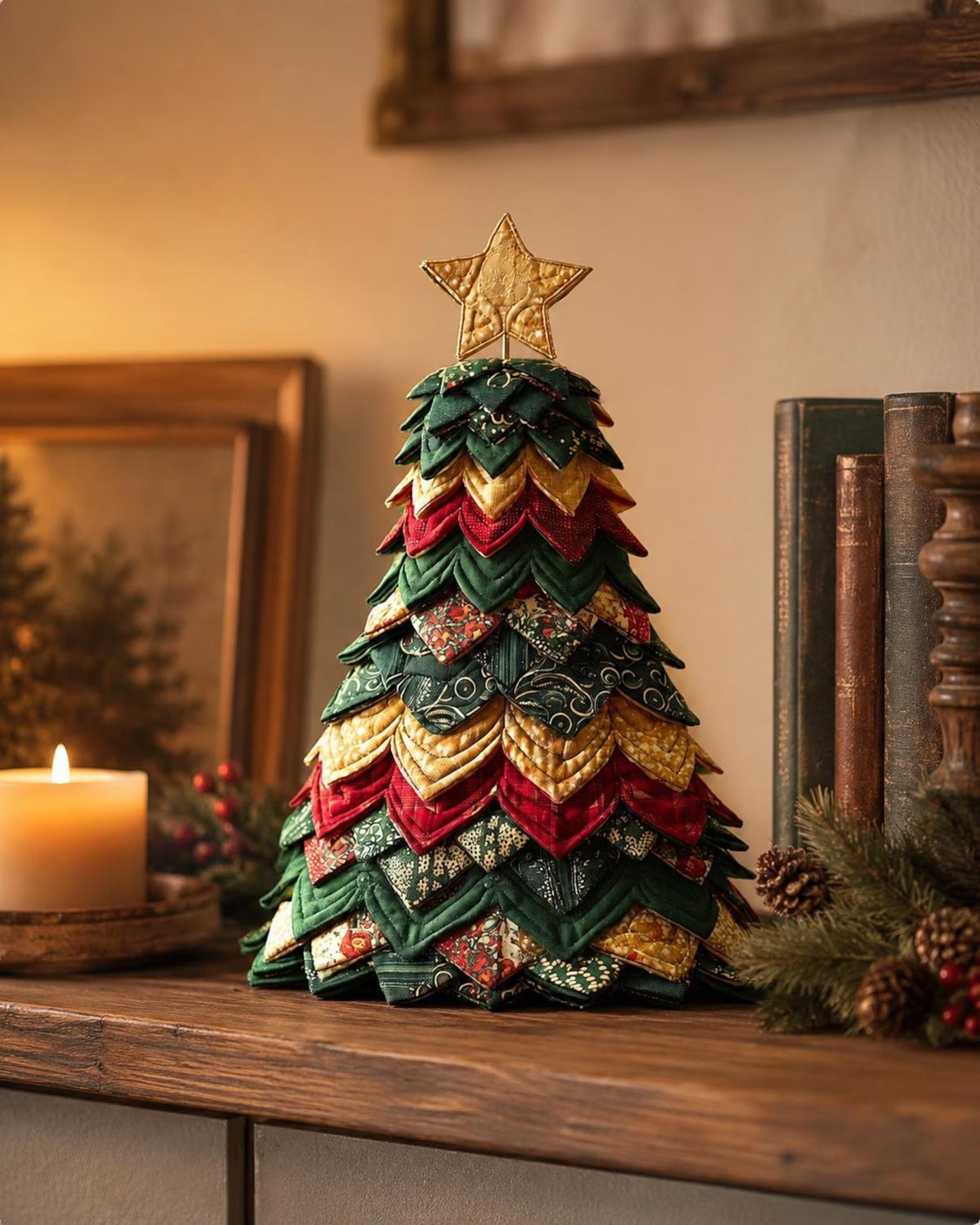 Layered Joy Tree Quilted Christmas Tree Paper Pattern, Festive Applique Sewing Project Pattern Only – Not a Finished Quilt QCTPETAL13