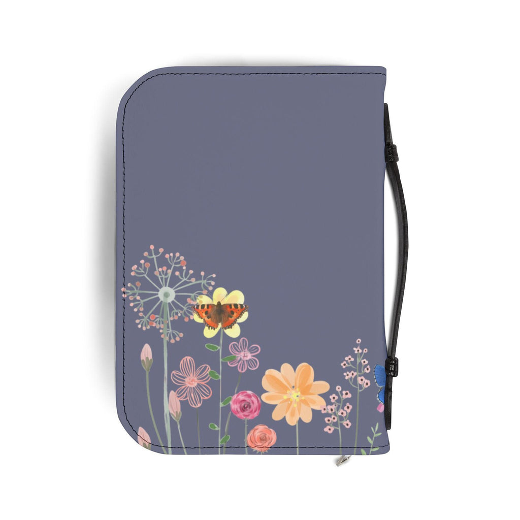 Floral Meadow Bible Cover Case, Purple Wildflower Zipper Bible Bag, Christian Gift for Women. BCPETAL11