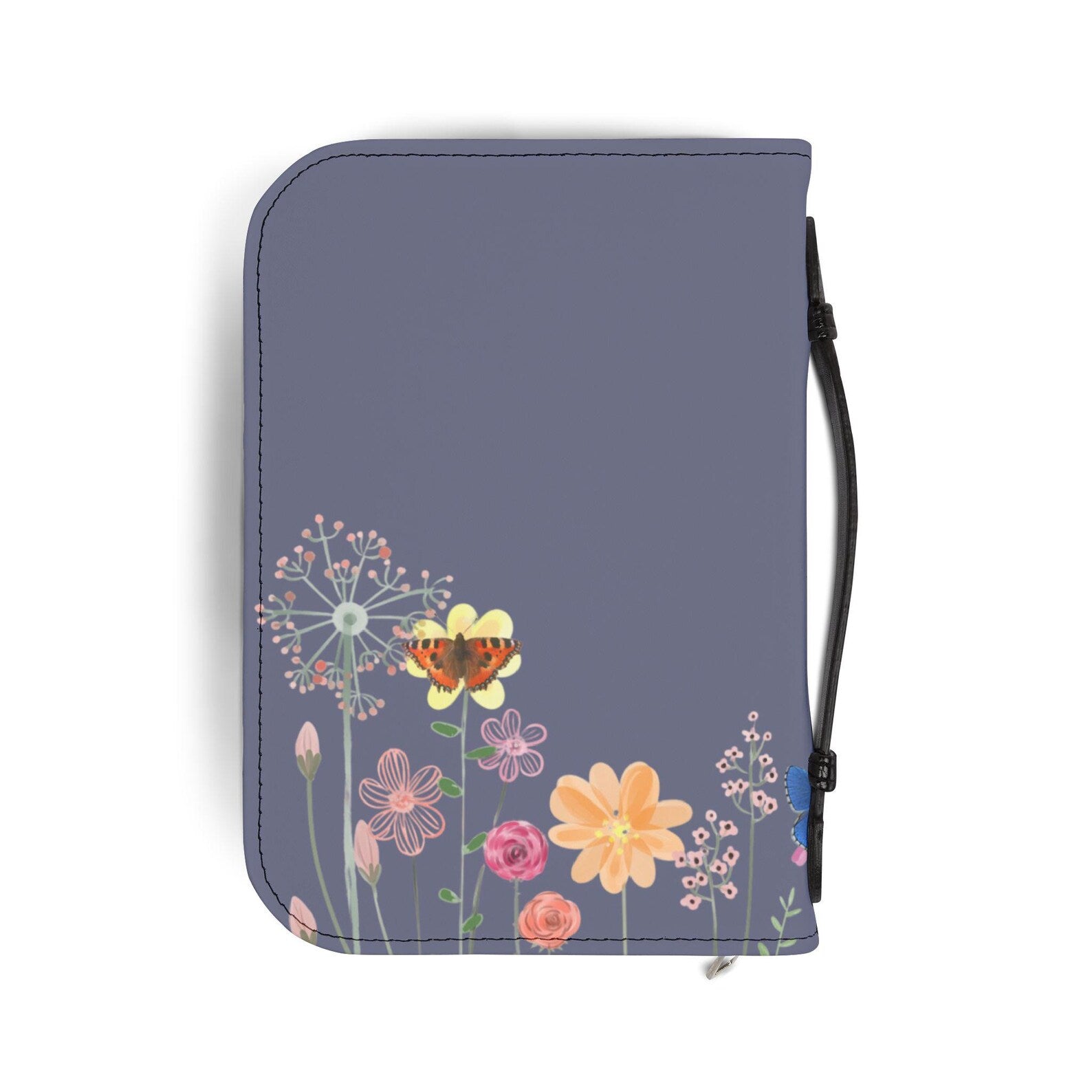 Floral Meadow Bible Cover Case, Purple Wildflower Zipper Bible Bag, Christian Gift for Women. BCPETAL11