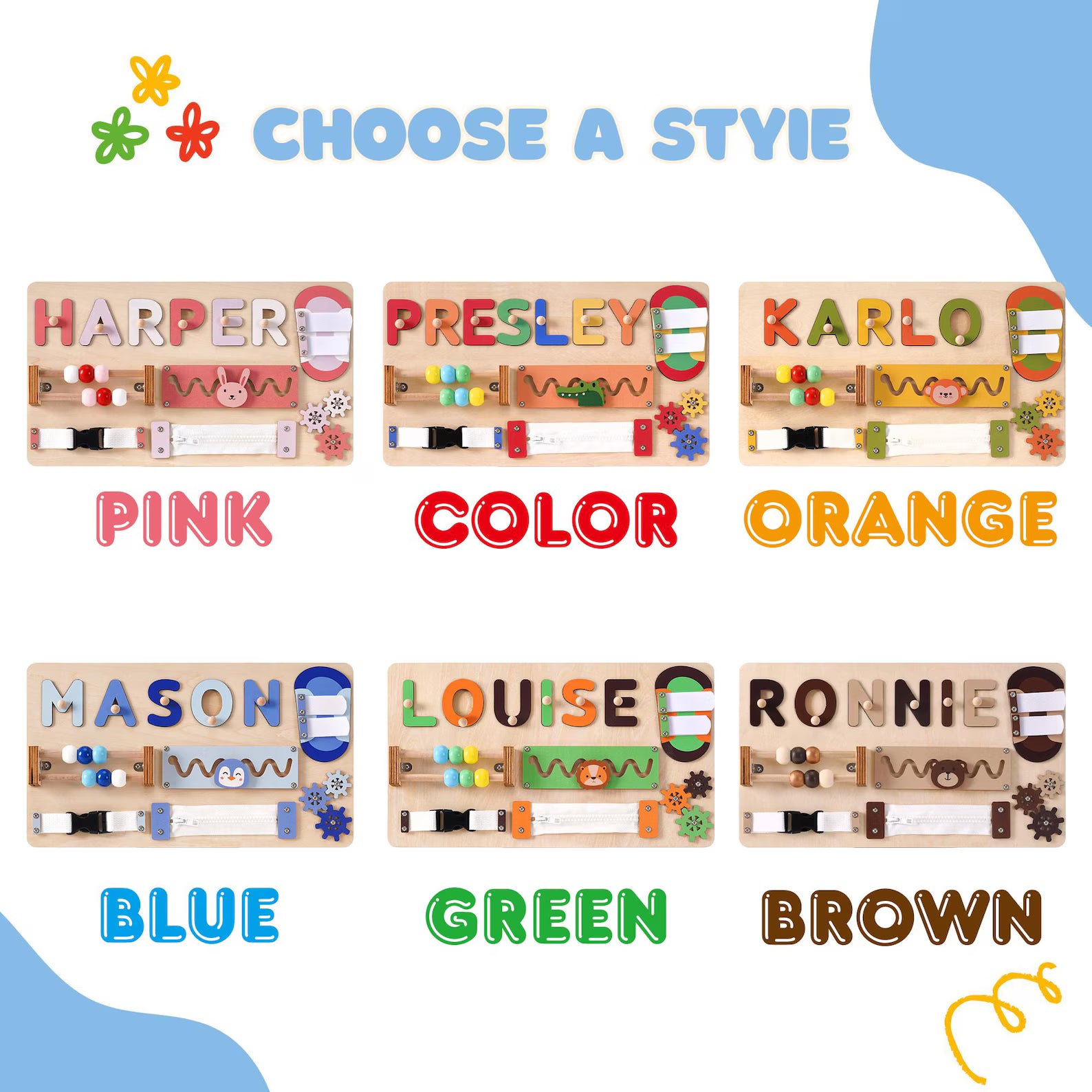 Personalized Baby Name Puzzle, Custom Kids Early Learning Busy Board, 1st Christmas Gift, 1st Birthday Gift, Unique Baby Gift, Baby Keepsake. NPPETAL21