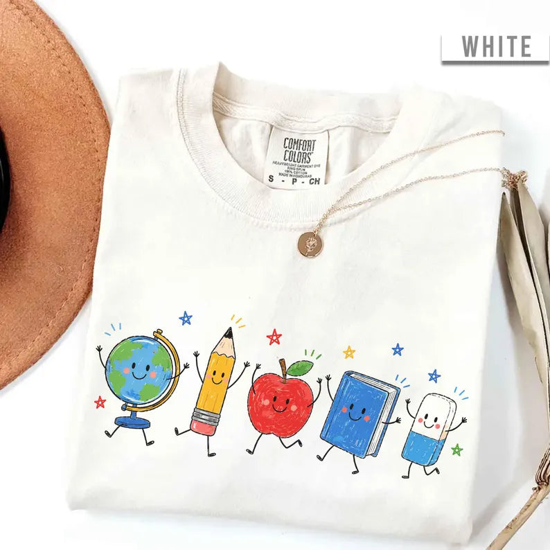Back To School Shirt, Cute School Supplies Shirt, Teacher Student Shirt, Doodle Classroom Shirt, First Day Of School Gift, Happy School Tee. SPETAL16