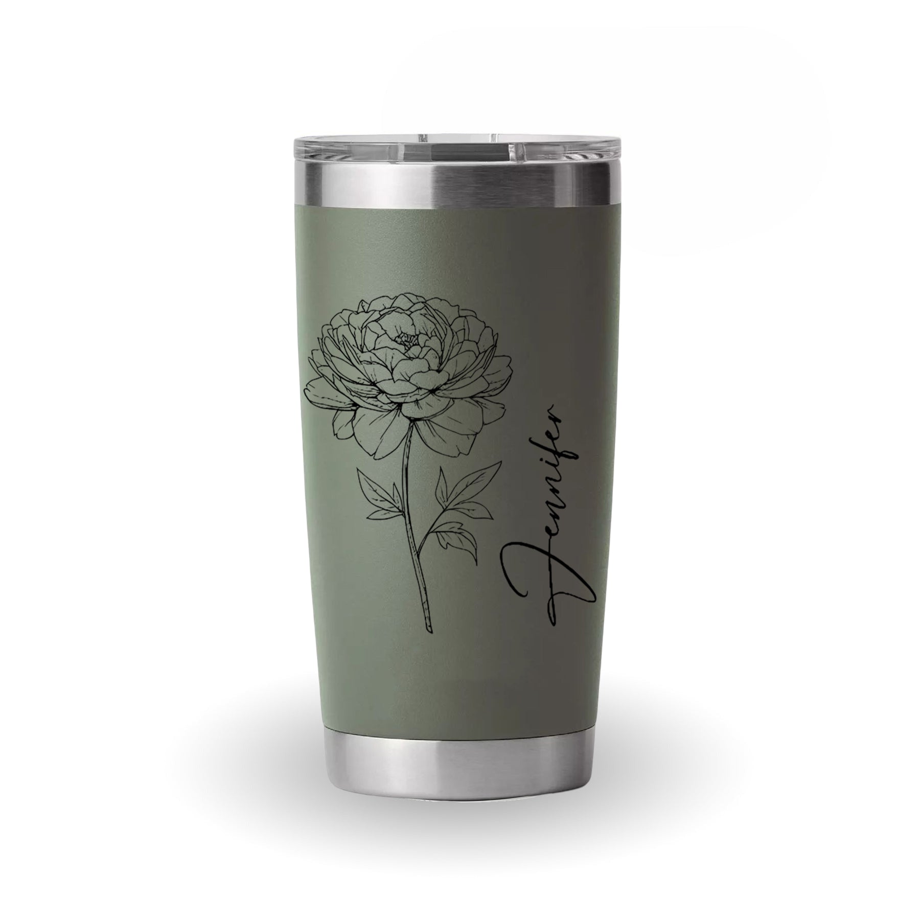 Personalized Birth Flower Tumbler with Name, Custom Stainless Steel Travel Mug with Straw, Floral Birthday Gift for Her