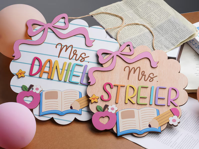 Personalized 3D Teacher Door Sign, Back to School Classroom Decor, Teacher Appreciation Gifts. DHPETAL12