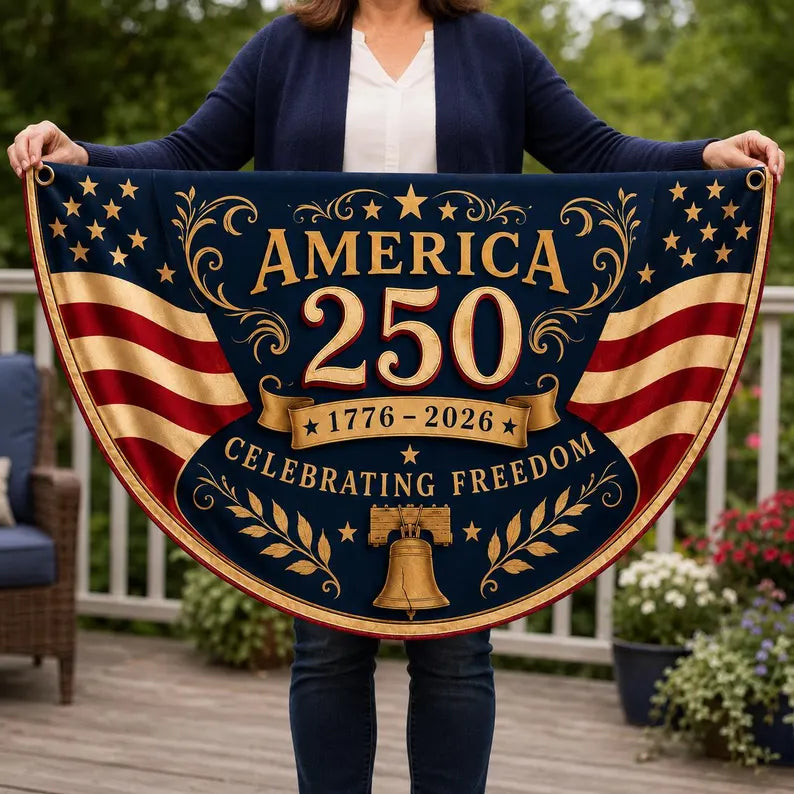 America 250th Anniversary Banner, Patriotic Porch Decor, Semicircle Bunting Flag, Fourth of July Outdoor Decor, USA 1776 2026 Banner. BPETAL07