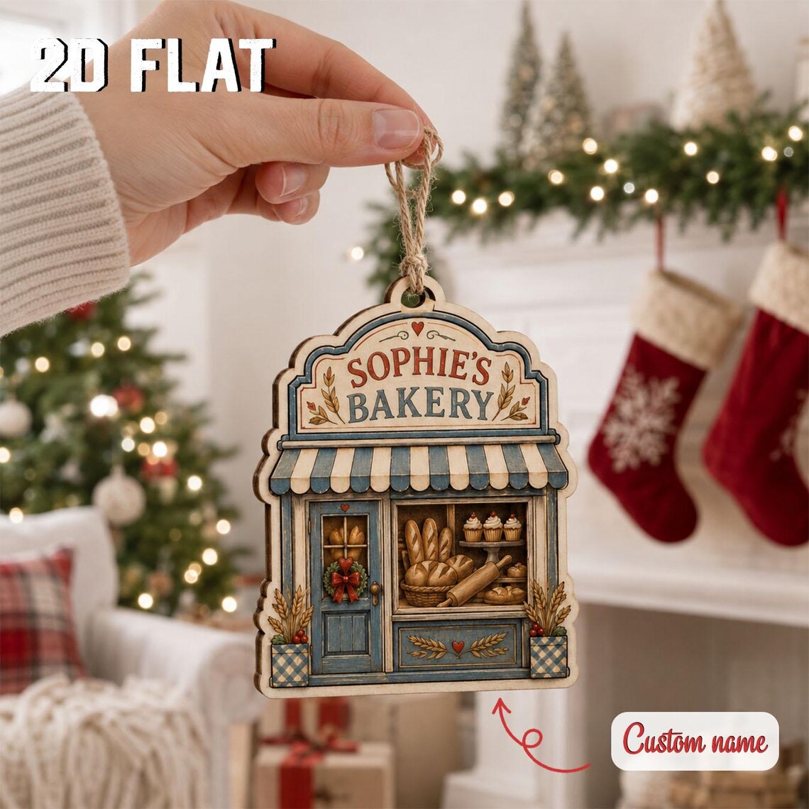 Personalized Bakery Christmas Ornament, Custom Business Name Wooden Keepsake, Baker Gift, Small Shop Owner Holiday Decor 2026	COPETAL48