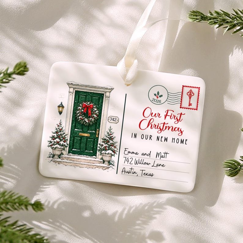 First Christmas in Our New Home Ornament 2026, Personalized New Home Address Ornament, New House Christmas Keepsake, Housewarming Gift CERAMIC03
