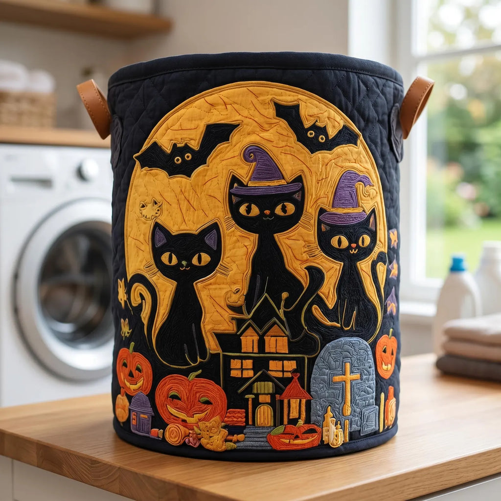 Spooky Whiskers Laundry Basket, Fall Halloween Home Decor, Laundry Room Organizer, Halloween Gift, Housewarming Gift, Mother's Day Gift. HLWLBPETAL14