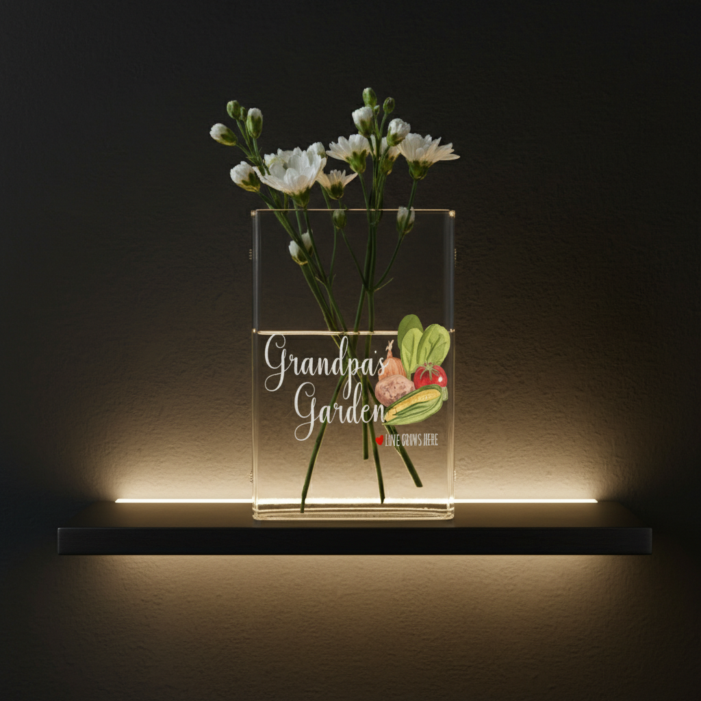 Personalized Grandpa’s Garden Book Vase – Custom Garden-Themed Vase, Thoughtful Gift for Grandpa, Papa or Grandfather, Love Grows Here Decor
