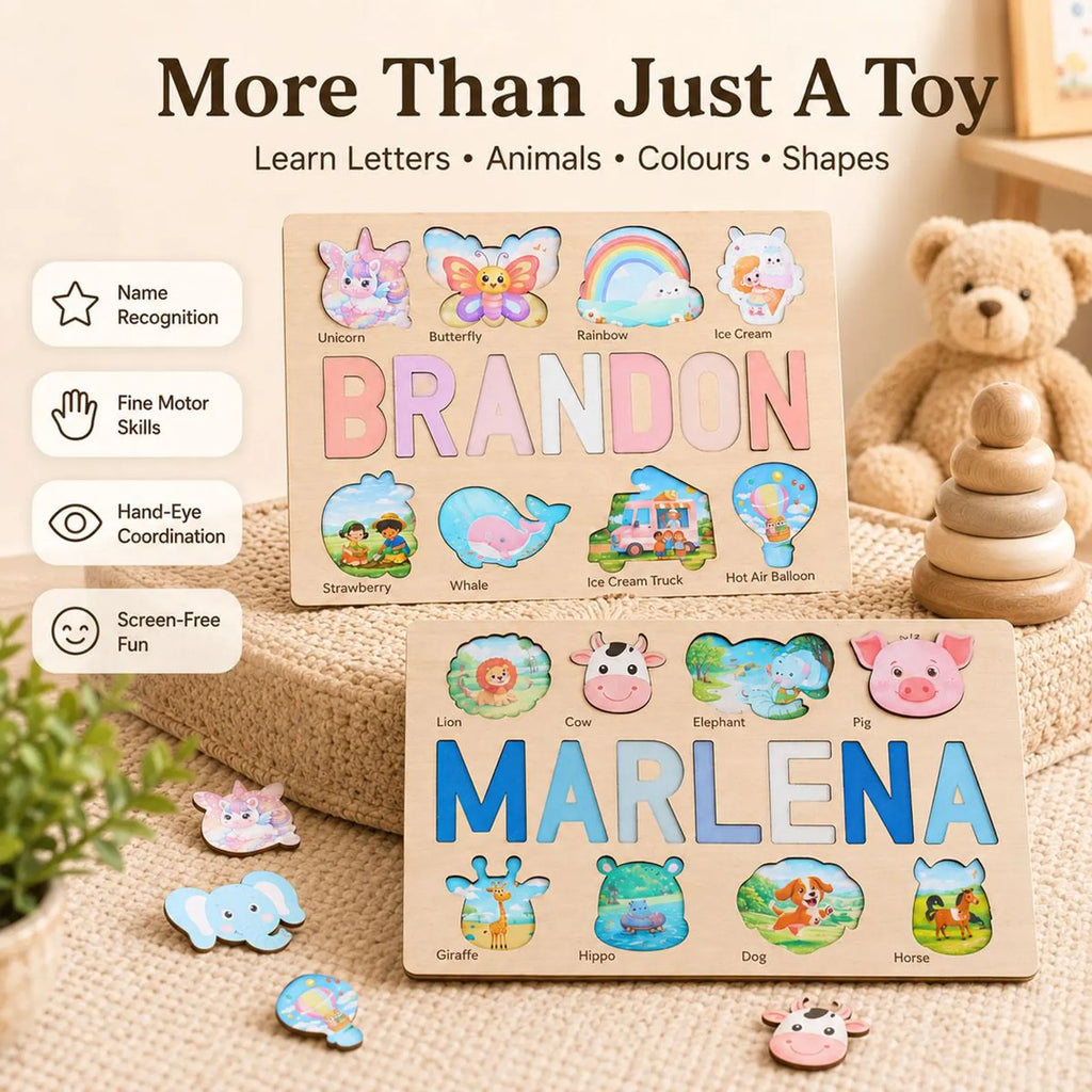 Personalized Wooden Name Puzzle | Custom Montessori Toy | Toddler Learning Toy | Baby Shower Gift | 1st Birthday Gift | Nursery Decor. NPPETAL15