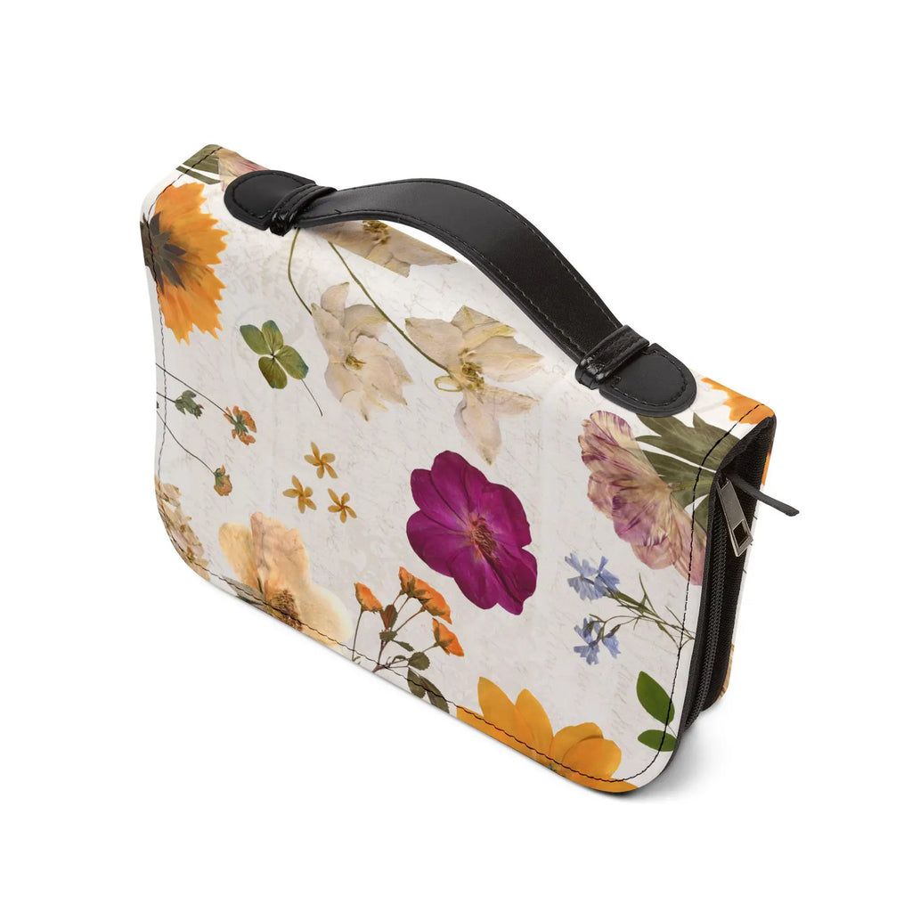 Pressed Floral Cross Bible Cover | Floral Zippered Bible Case. BCPETAL22