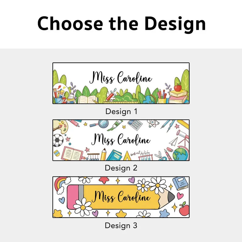 Personalized Teacher Desk Name Plate, Custom Teacher Pencil, Teacher Appreciation Gift, Classroom and Office Decor, Name Plate For Desk. DNPETAL05