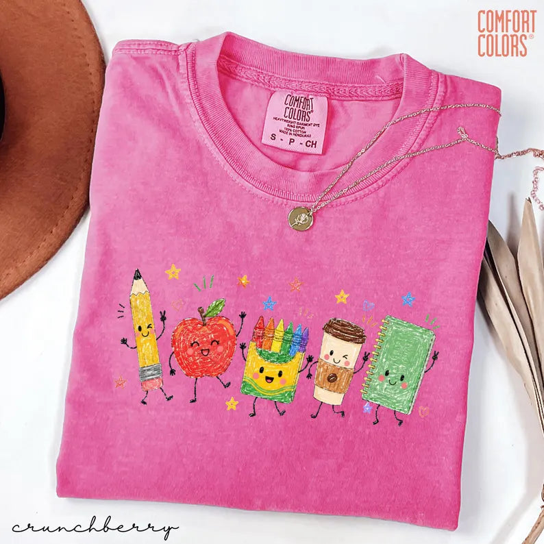 Comfort Colors® Back To School Shirt, Cute School Supplies Shirt, Teacher Student Shirt, Doodle Classroom Shirt, First Day Of School Gift. SPETAL20