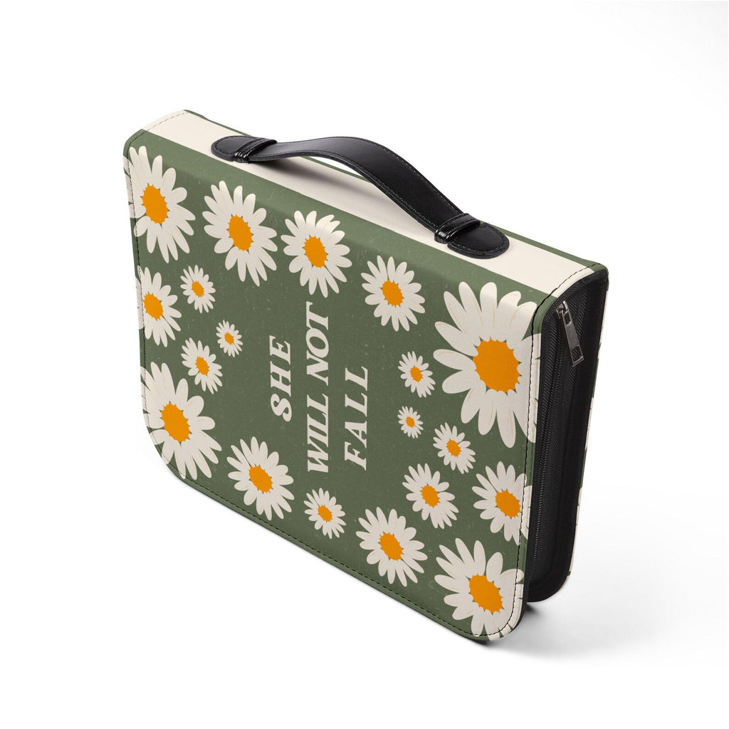 Daisy Bible Cover Case, God Is Within Her Christian Gift, Green Floral Scripture Bag. BCPETAL14
