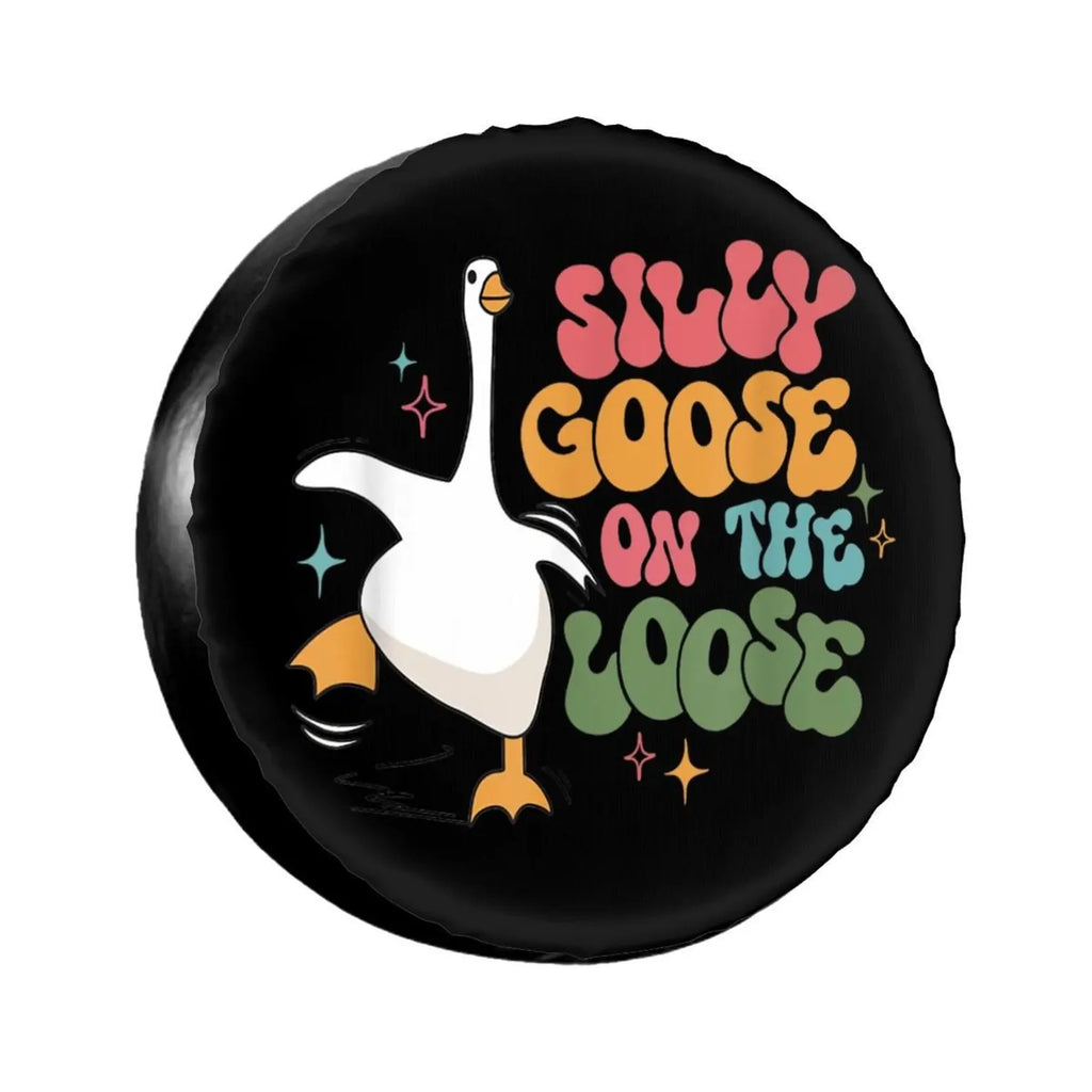 Silly Goose on the Loose PVC Leather Spare Tire Cover, Funny Goose Jeep Tire Cover, Retro Animal Car Accessories, Cute Off Road Vehicle Gift. TCPETAL3