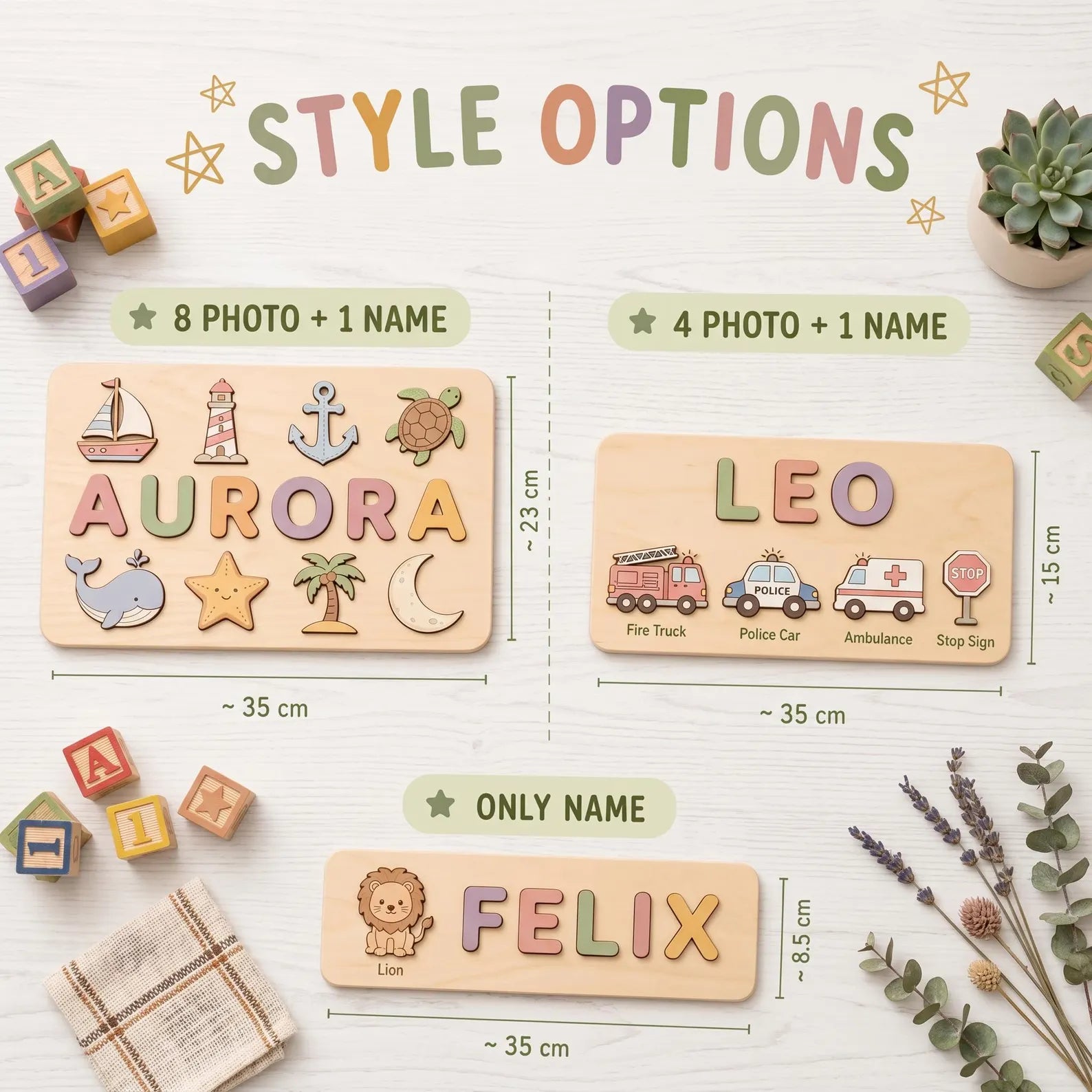 Personalized Vehicles Name Puzzle, Custom Wooden Construction Name Puzzle, Educational Montessori Truck Toy. NPPETAL14
