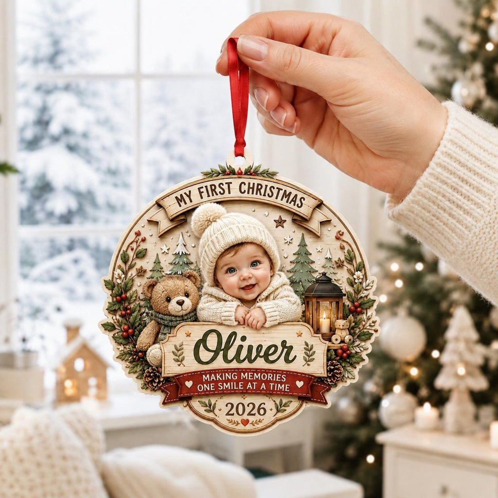 Personalized Baby First Christmas Ornament, Custom Photo Baby Name Ornament, My First Christmas 2026, Newborn Keepsake Gift	COPETAL30