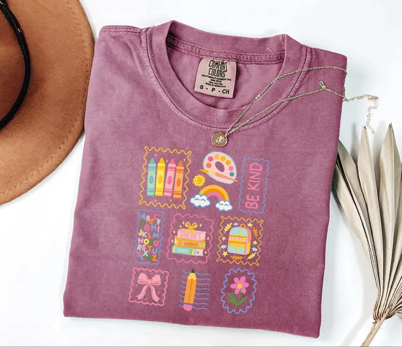 Comfort Colors® Teacher Life Shirt, Cute Be Kind Shirt, Back to School Shirt, Team Elementary School Teacher Shirt, School Supply Shirt. SPETAL13