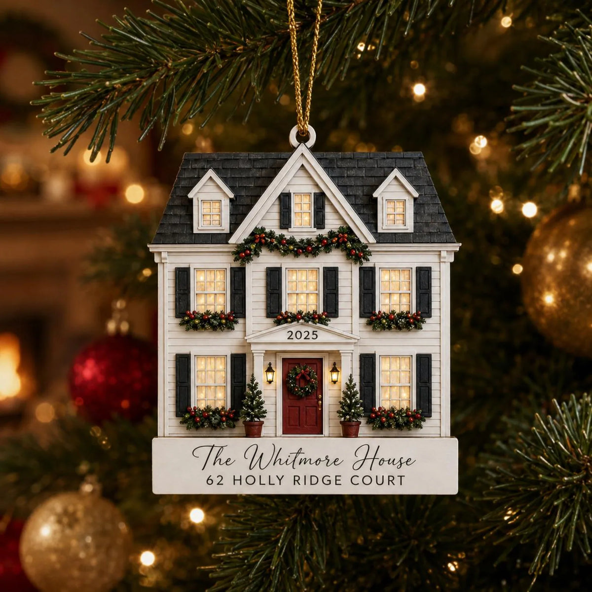 Personalized 2D Flat Custom House Photo Christmas Ornament, New Home Wooden Ornament, Custom Address Gift, Housewarming Keepsake	COPETAL05