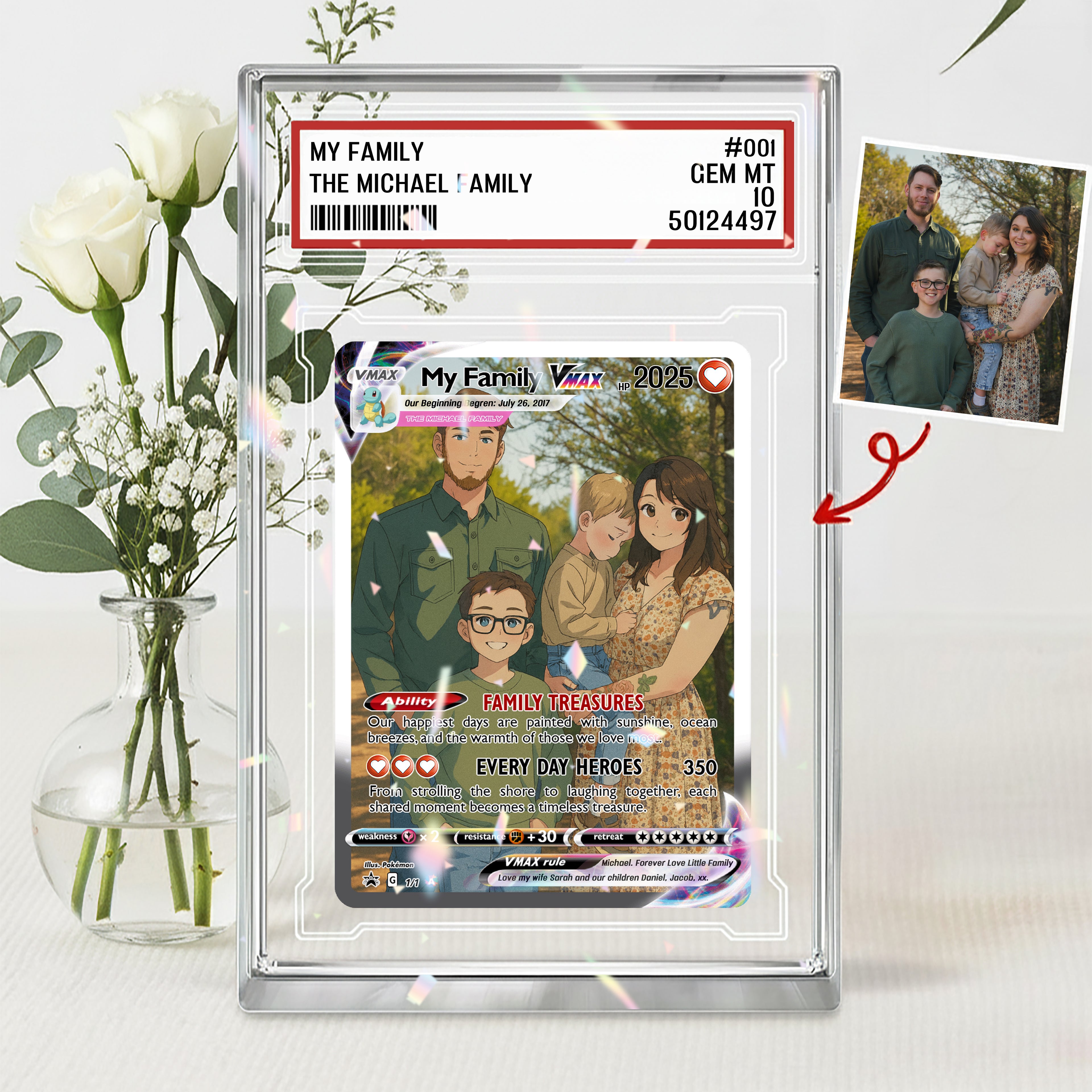 Personalized Anniversary Card, Custom Photo Pokemon Card, Anime Wedding Card, Anniversary Gift, Custom Card for Couple, Valentine's Day Gift
