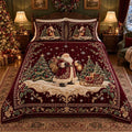 Victorian Santa Claus Quilted Bedding Set, Christmas Holiday Bedspread with Pillowcases, Festive Winter Bedroom Decor, Bedding Decor PTBED04
