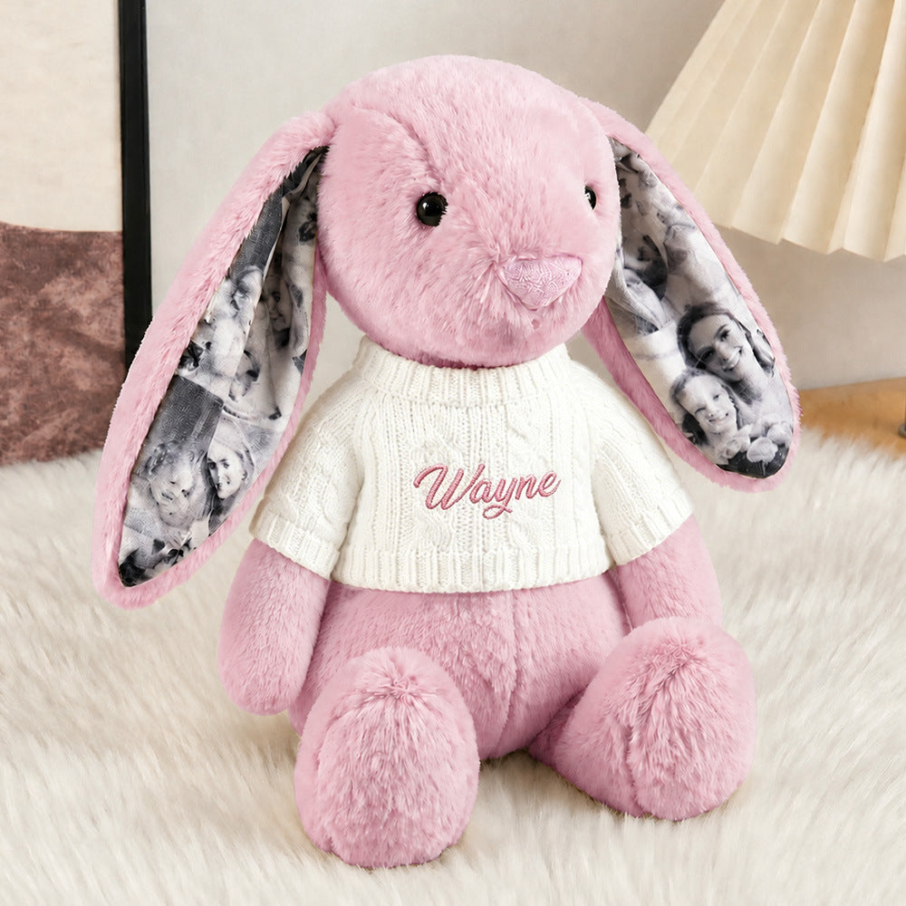 Custom Baby Lovey with Name, Personalized Plush Bunny Blanket, Newborn Baptism Gift, Embroidered Baby Comfort Toy. BPPETAL4