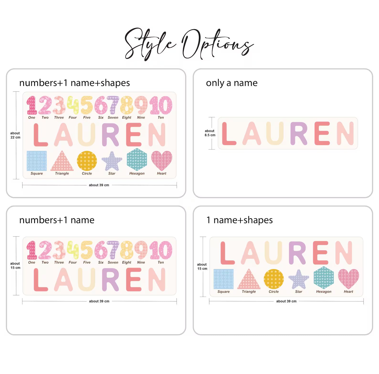 Personalized Wooden Name Puzzle Gift for Boys & Girls, Custom Baby Gifts Name Puzzle with Numbers, Geometry Shapes, Back Engraving. NPPETAL1