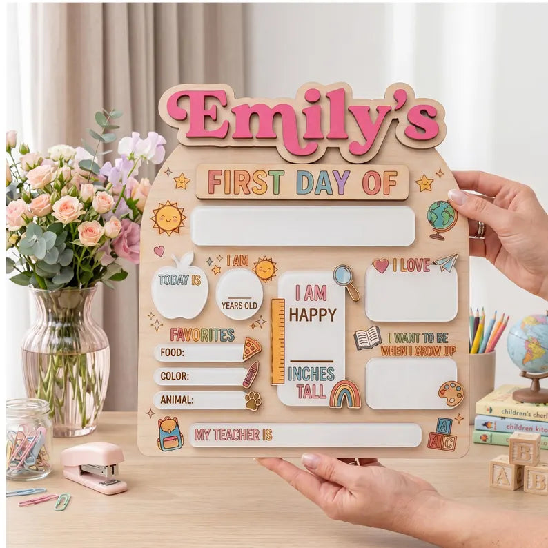 Custom First Day of School Sign, Back to School Board, Preschool Kindergarten 1st Day of School Sign, Last Day of School Keepsake. SBPETAL08