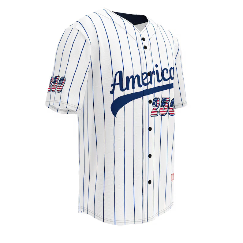 Personalized USA 250th Baseball Jersey, Red White and Blue, Custom Patriotic Shirt, Independence Day Apparel, 4th of July Custom Patriotic Baseball Jersey, 250th USA Name Number Shirt. BJPETAL04