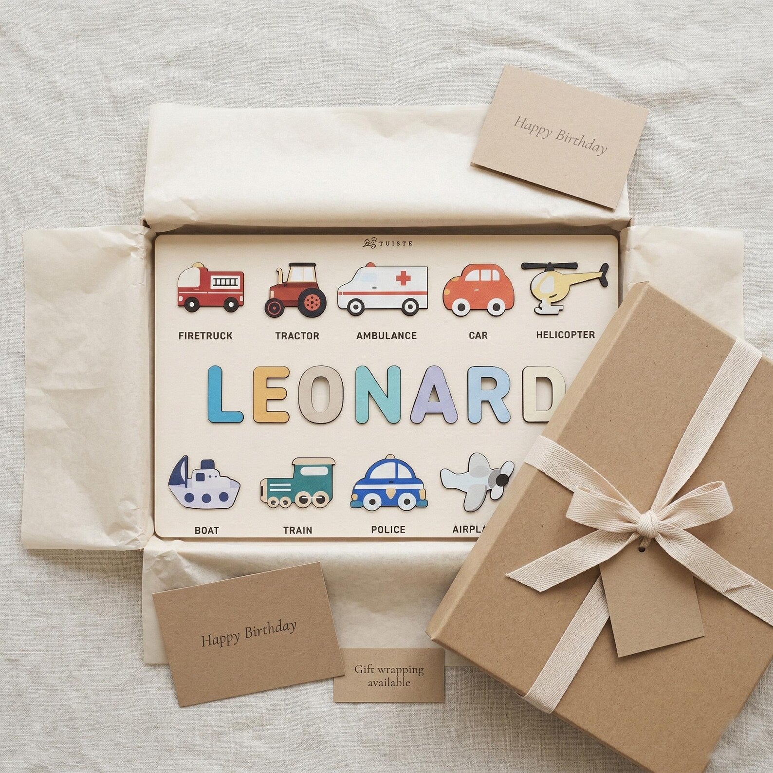 Personalized Wooden Name Puzzle for Boys — Custom Toddler Gift, 1 2 Year Old Birthday Present. NPPETAL16