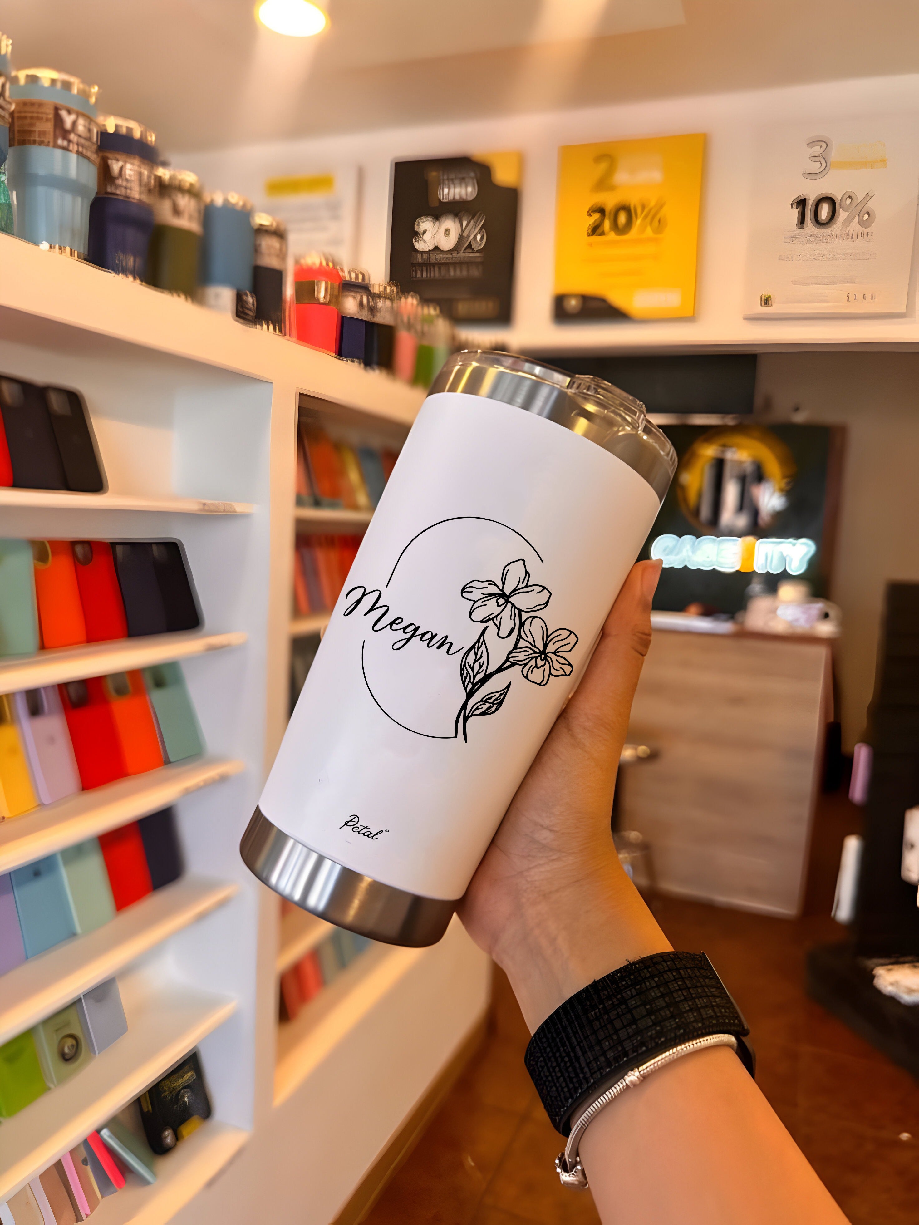 Personalized Birth Flowers With Name 20oz Stainless Steel Tumbler, Bridesmaid Gift, Custom Name Travel Cup, Birthday Gift, Gift For Her Mother