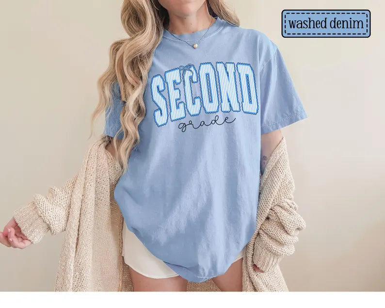Second Grade Teacher Shirt • Comfort Colors 2nd Grade Teacher Tshirt • Second Grade Back To School Teacher Gift • Striped Seersucker Teacher. SPETAL17