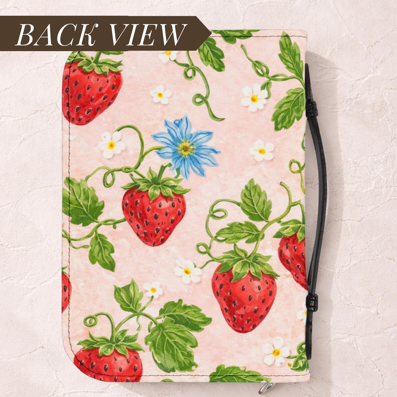 Coquette Strawberry Bible Cover Personalized Scripture Sleeve Cute Christian Book Cover Cottagecore Bible Bag Gift for Teen Girl Church Tote. BCPETAL19