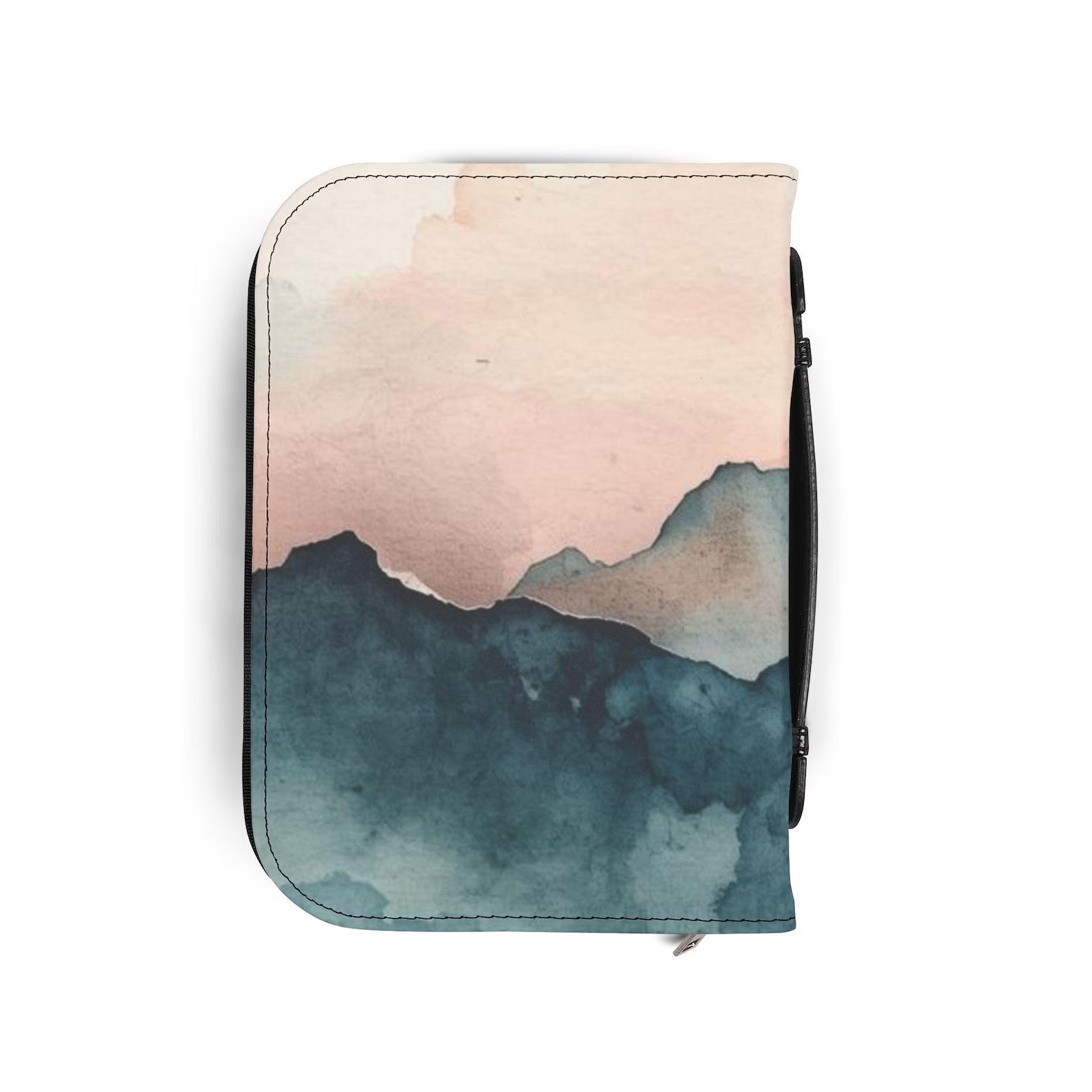 Watercolor Mountain Bible Cover Case, Scenic Christian Bible Bag with Zipper. BCPETAL10