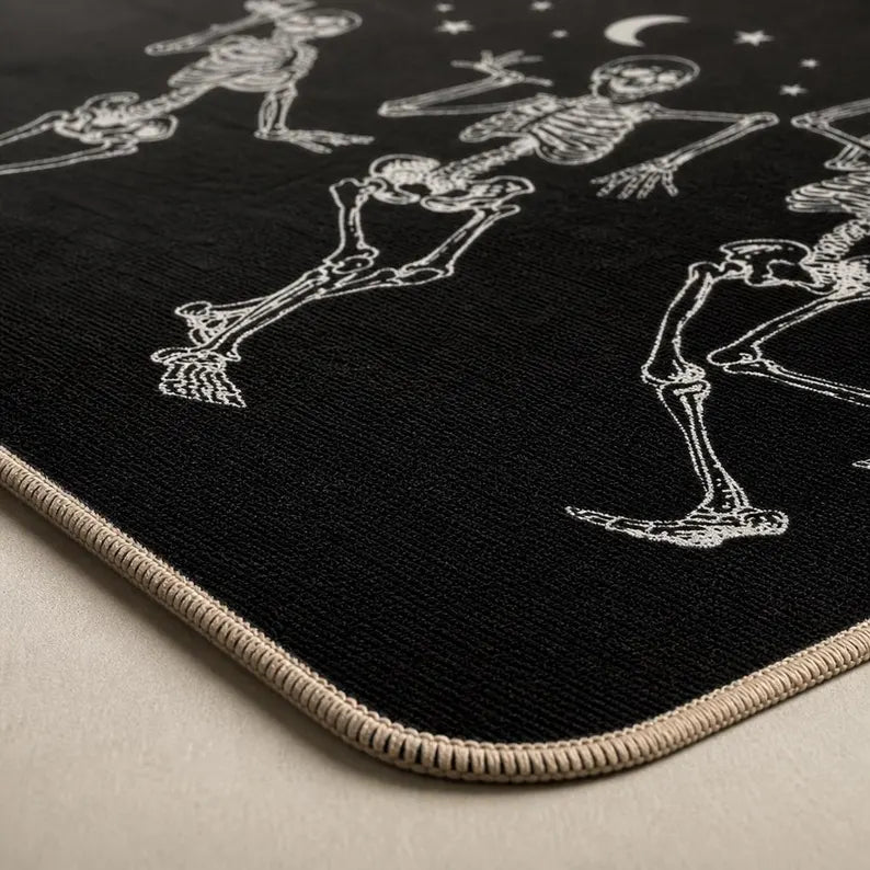 Dancing Skeletons Doormat Halloween Gothic Door Mat Black Spooky Home Decor Skull Welcome Rug. DMPETAL16