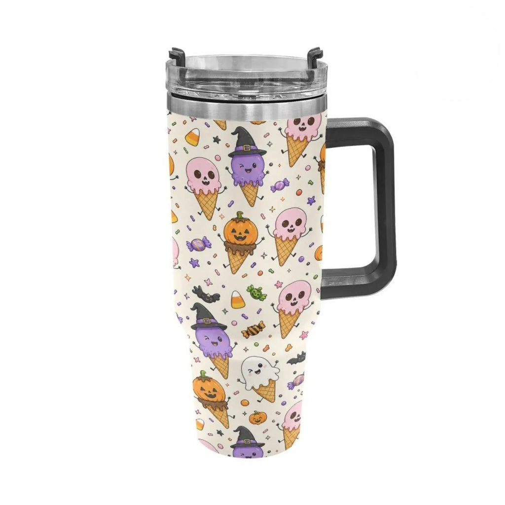 40oz Summerween Tumbler, Ghost Ice Cream Tumbler, Funny Halloween Summer Cup, Cute Spooky Season Drinkware, Vintage Summerween Gift. TBLPETAL4
