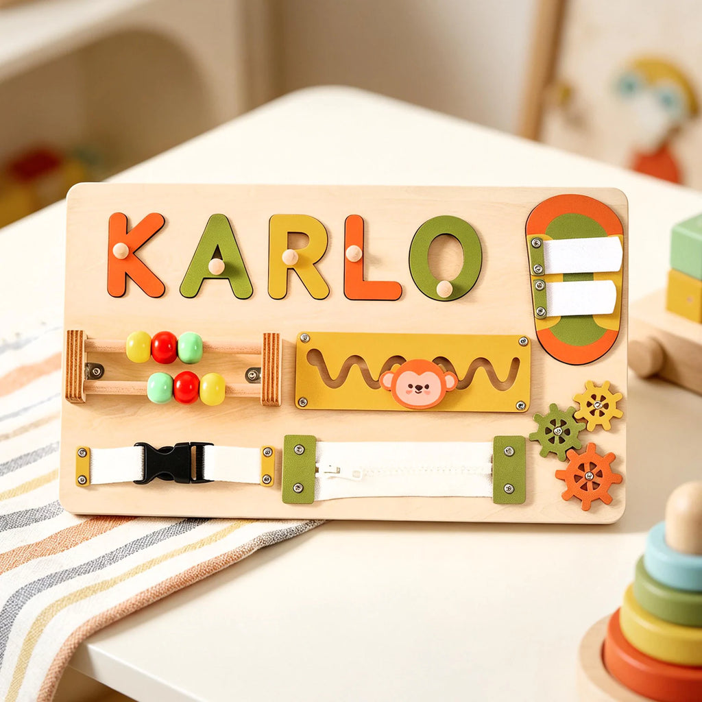 Personalized Baby Name Puzzle, Custom Kids Early Learning Busy Board, 1st Christmas Gift, 1st Birthday Gift, Unique Baby Gift, Baby Keepsake. NPPETAL21