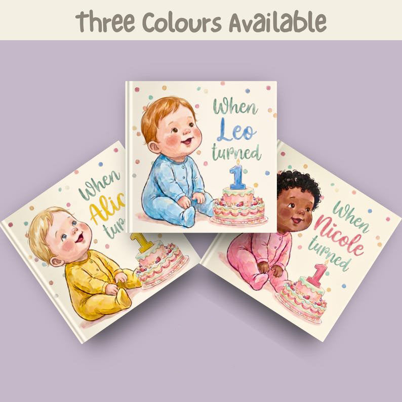Personalized 1st Birthday Book, Custom Kid Book, First Birthday Boy Girl Toddler, Custom Name One Year Old, Baby Birthday Keepsake PBOOK04