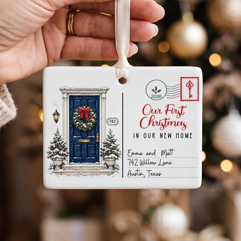First Christmas in Our New Home Ornament 2026, Personalized New Home Address Ornament, New House Christmas Keepsake, Housewarming Gift CERAMIC03