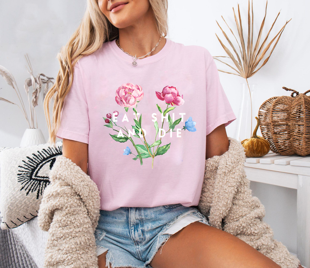 Dark Humor Flower Shirt, Sarcastic Floral Tee, Funny Offensive Shirt, Edgy Graphic T-Shirt, Anti-Valentine Gift, Humor Shirt