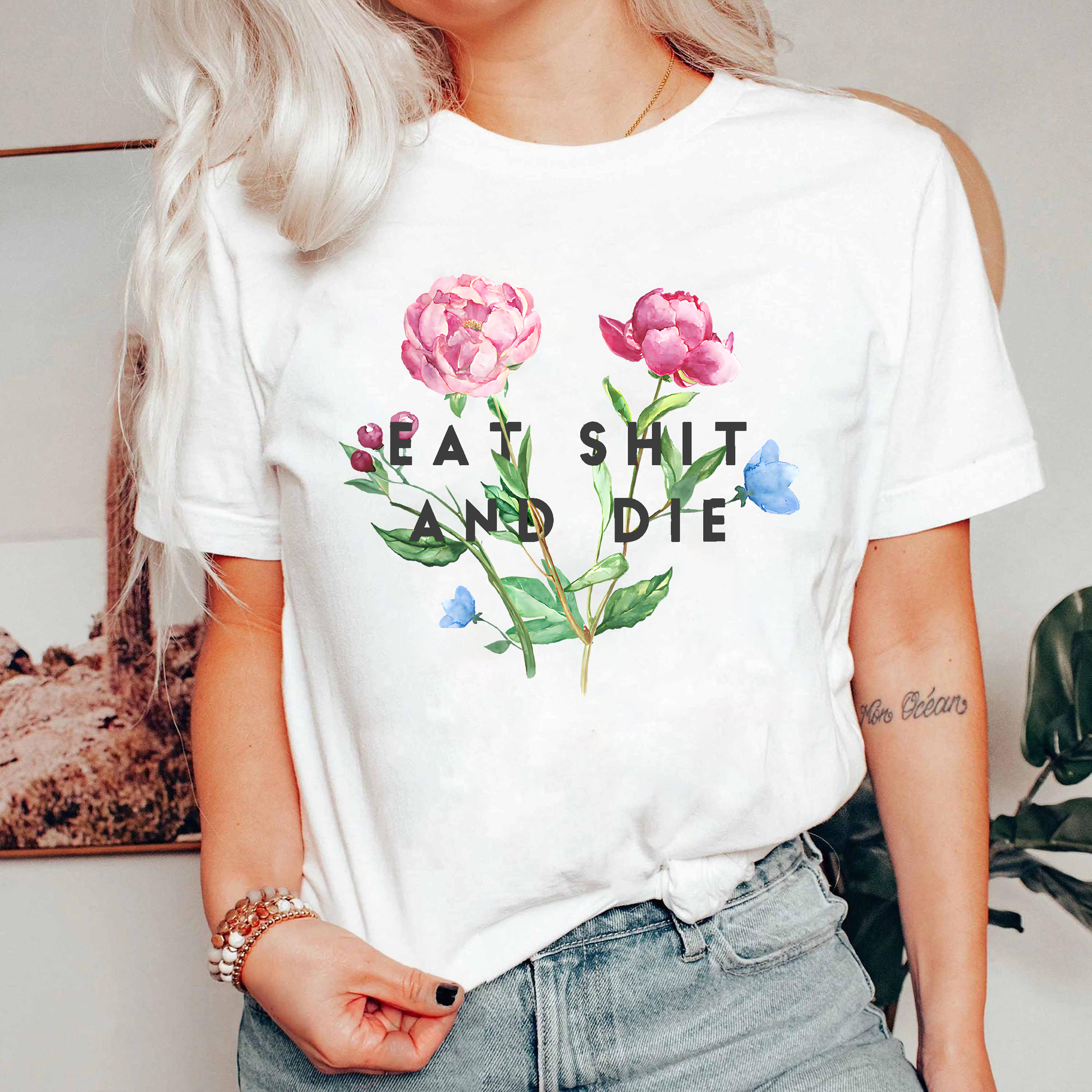 Dark Humor Flower Shirt, Sarcastic Floral Tee, Funny Offensive Shirt, Edgy Graphic T-Shirt, Anti-Valentine Gift, Humor Shirt
