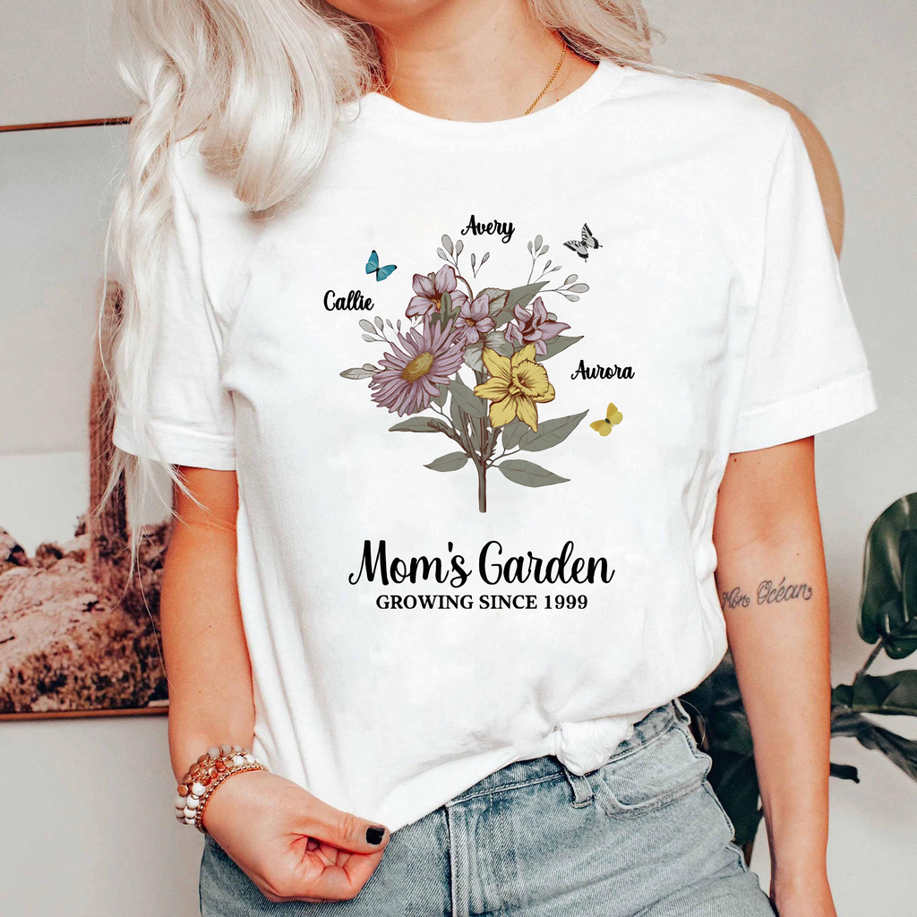 Mom’s Garden Shirt, Mother’s Day Floral T-Shirt, Vintage Botanical Flower Tee, Gift for Mom, Garden Lover Graphic Top