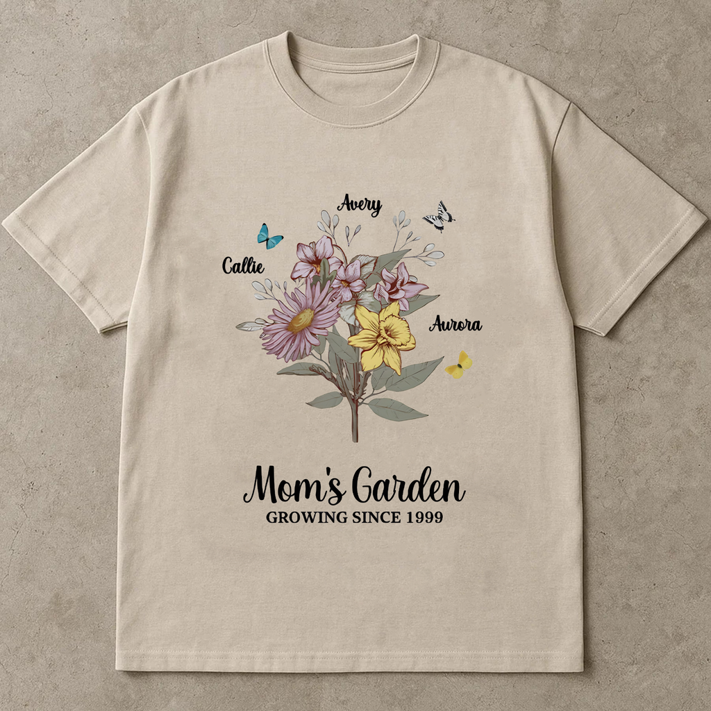 Mom’s Garden Shirt, Mother’s Day Floral T-Shirt, Vintage Botanical Flower Tee, Gift for Mom, Garden Lover Graphic Top