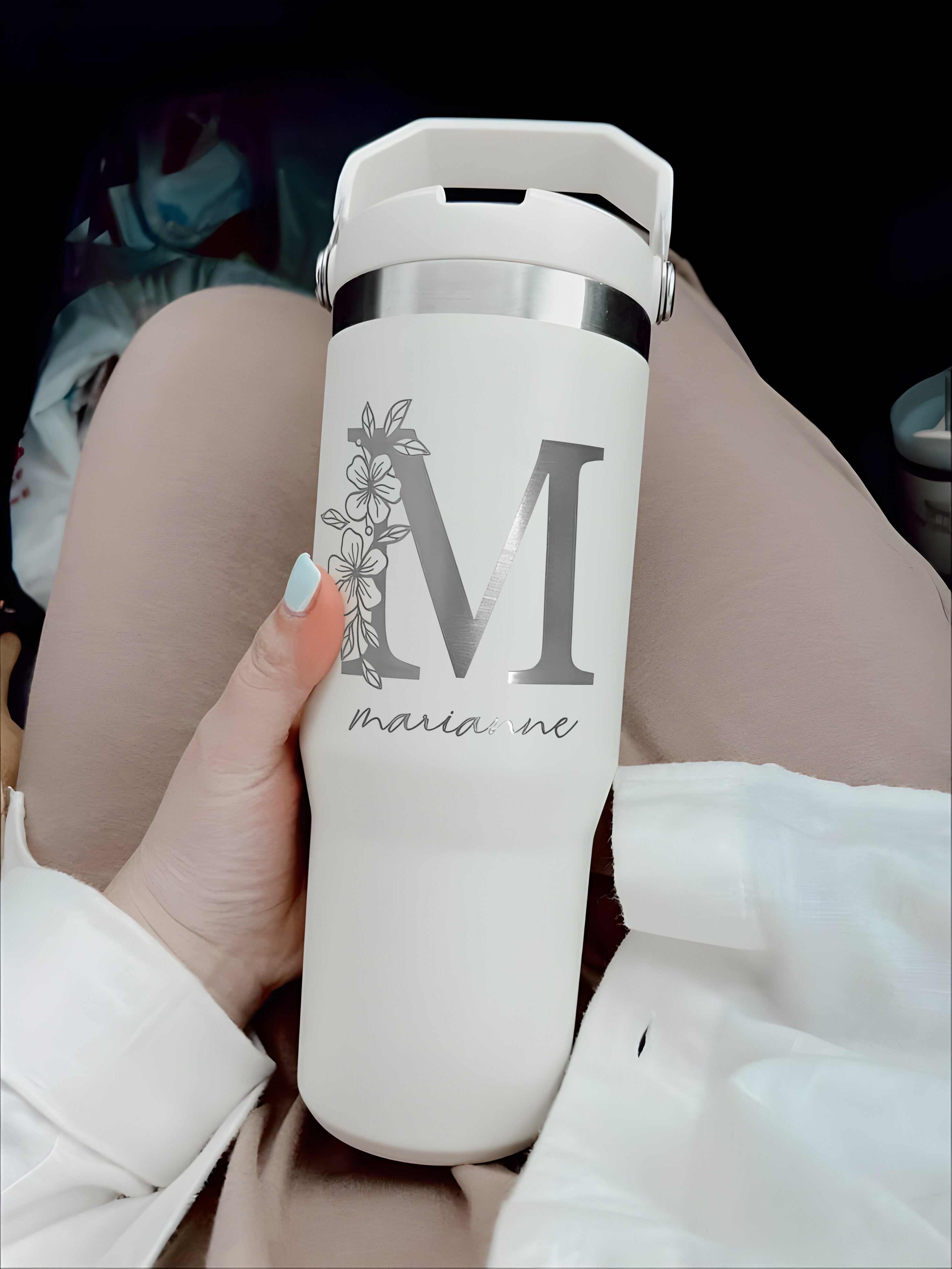 Personalized Flower Girl 40oz Tumbler Flip Straw With Name, Hot Cold Mug With Straw, Bridesmaid Gift, Custom Name Travel Cup, Birthday Gift, Gift For Her Mother
