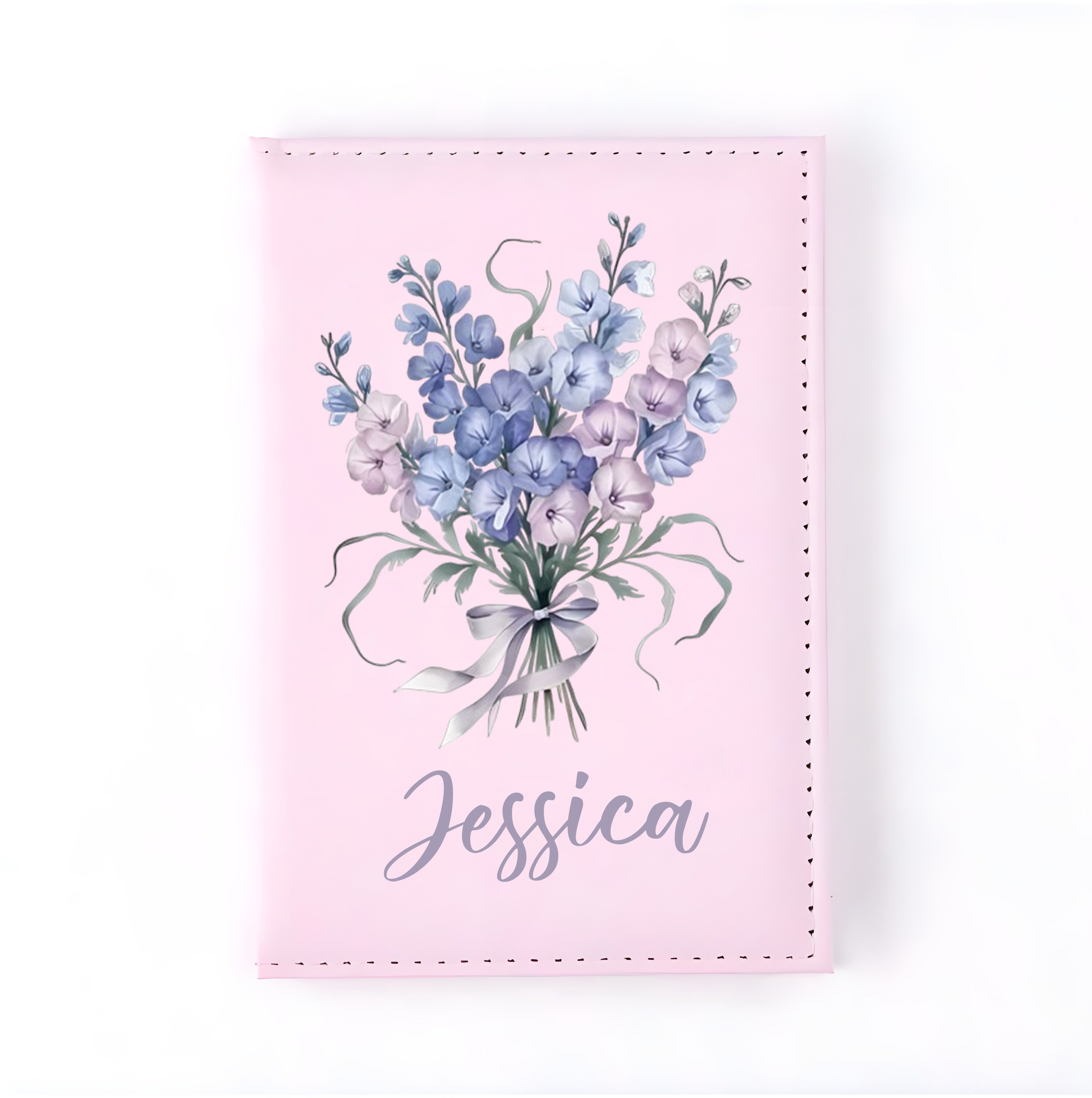 Personalized Birth Flower Leather Passport Cover, Custom Name Engraved Passport Holder, Floral Travel Wallet Gift for Women Travelers