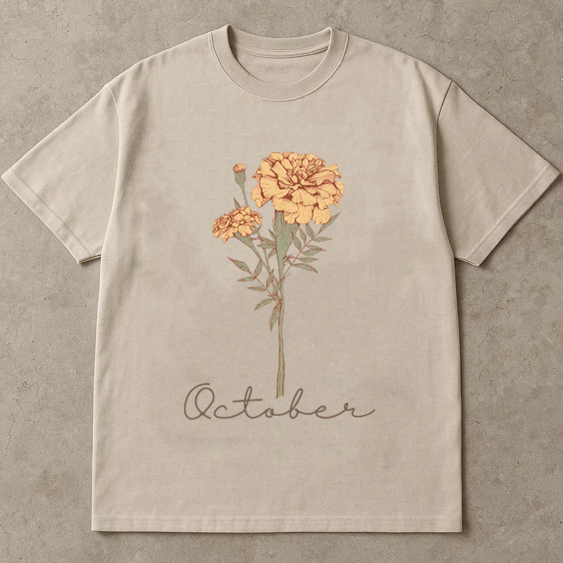 October Birth Flower Shirt, Marigold Graphic Tee, October Birthday T-Shirt, Fall Floral Aesthetic Top, Gift For Her