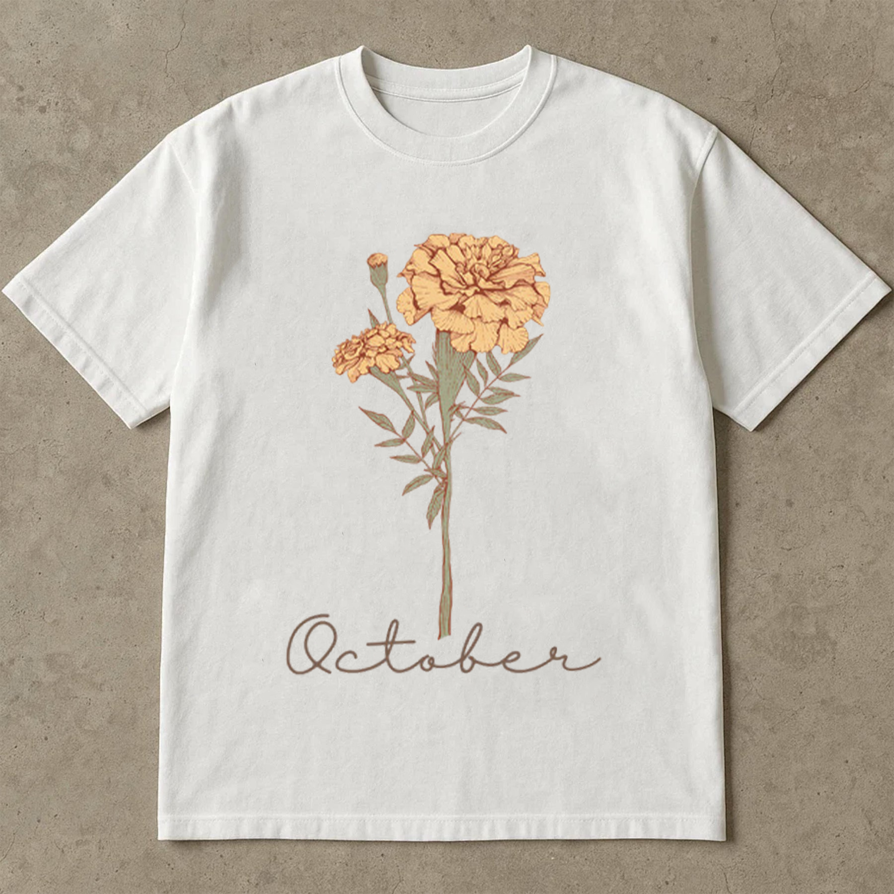 October Birth Flower Shirt, Marigold Graphic Tee, October Birthday T-Shirt, Fall Floral Aesthetic Top, Gift For Her
