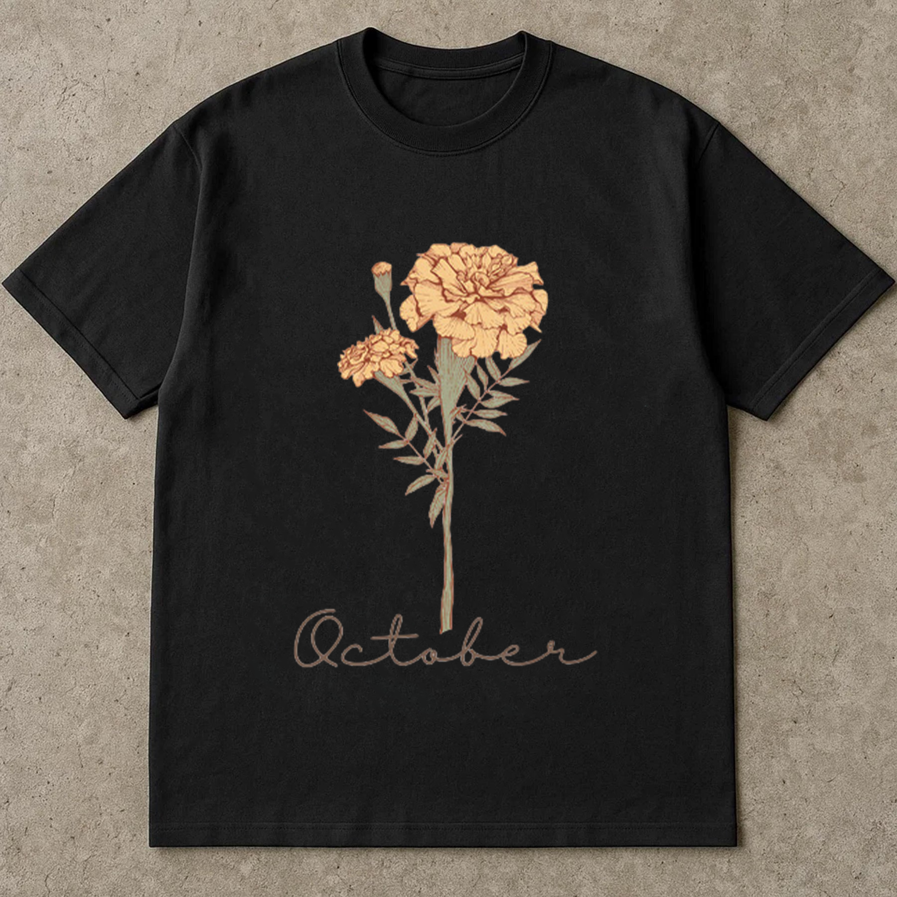 October Birth Flower Shirt, Marigold Graphic Tee, October Birthday T-Shirt, Fall Floral Aesthetic Top, Gift For Her